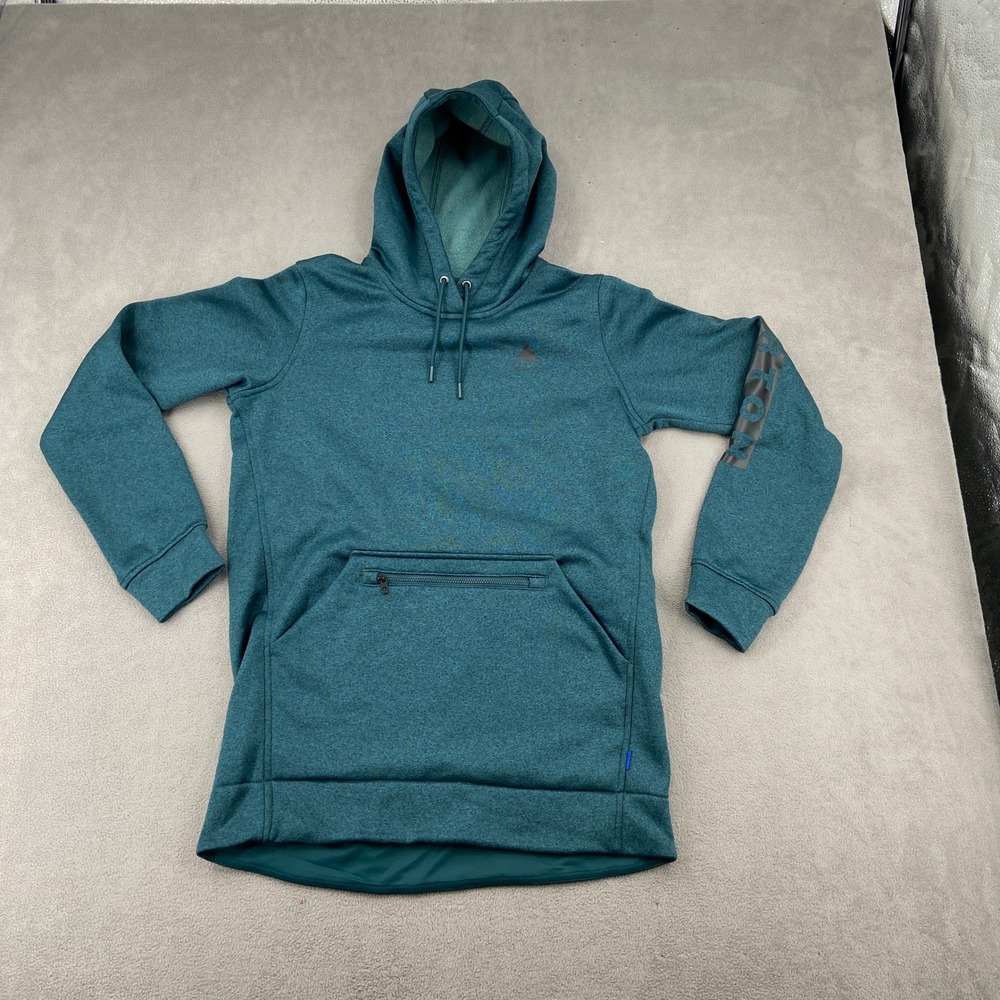 Burton Oak Long Pullover Hoodie Teal Blue Heather Fleece 20840 Mens Small